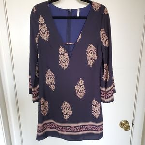 Plunge Neck Paisley Boho Dress